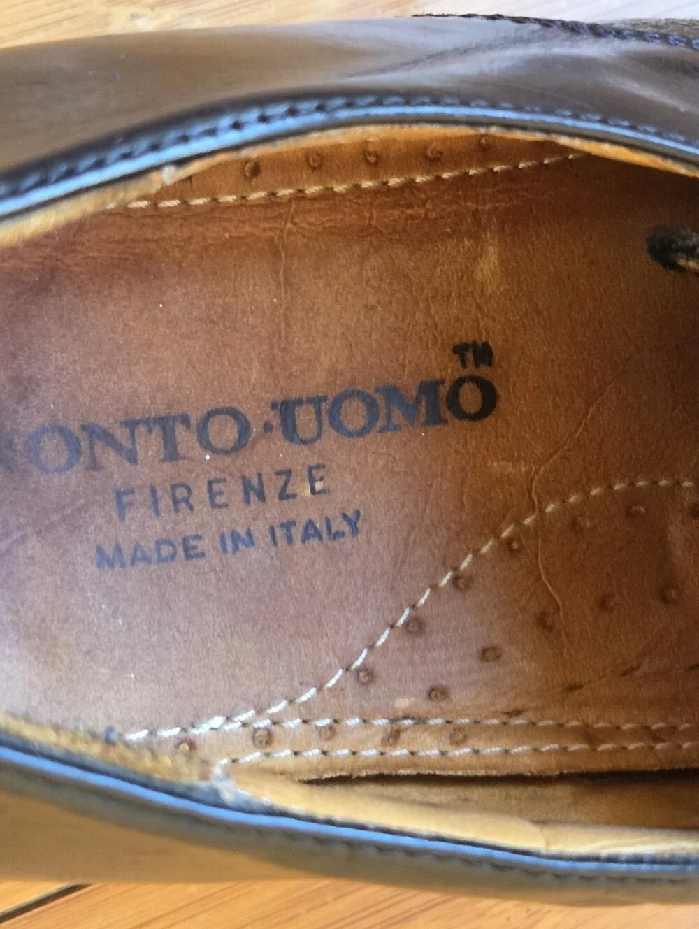 PRONTO Uomo Firenze Italian Leather Dress Shoes Derby Cap Toe Men's 11 Black